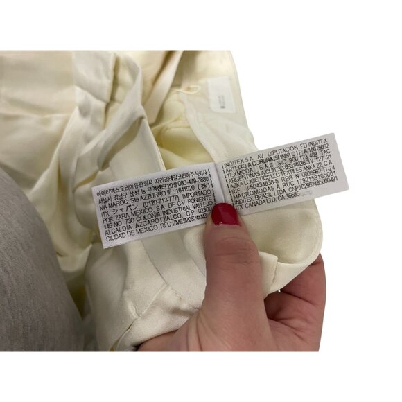 Zara Womens Pants S Ivory Pleated Straight Leg Trousers High Waist 9072/580 NWT - Picture 10 of 16